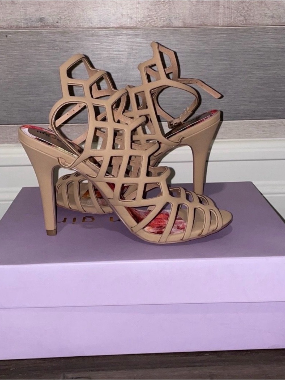 Madden girl Nude Strappy Cage High Heel Sandals - Women